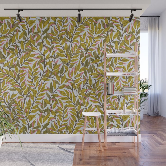 Autumn Botnica Foliage in Green Wall Mural Gallery Image 1