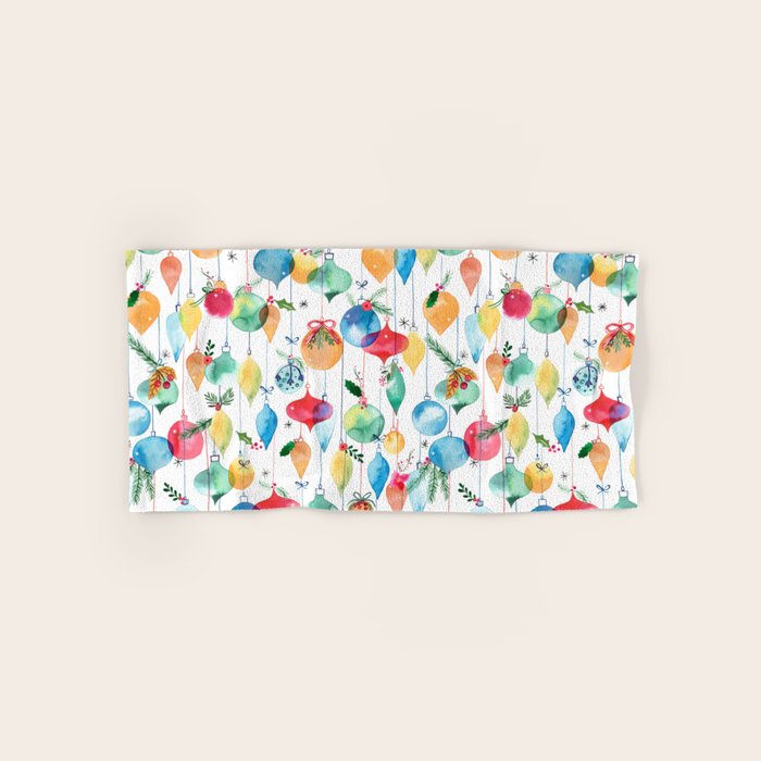 Holiday 2025 Christmas Colorful Baubles Bath Towel Gallery Image 1