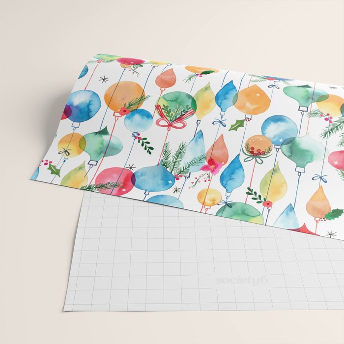 Holiday 2025 Christmas Colorful Baubles Wrapping Paper Gallery Image 2
