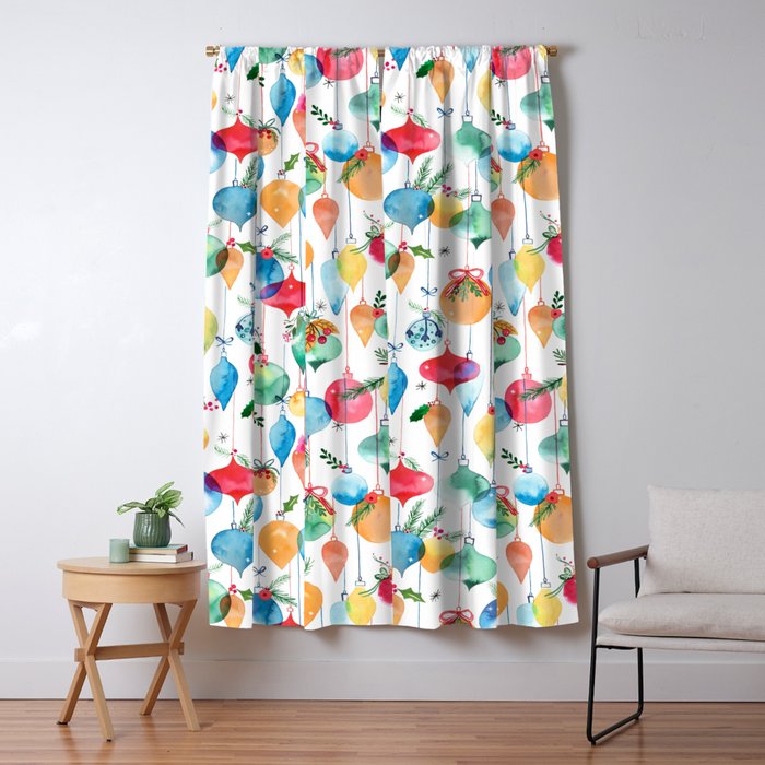 Holiday 2025 Christmas Colorful Baubles Window Curtain Gallery Image 5
