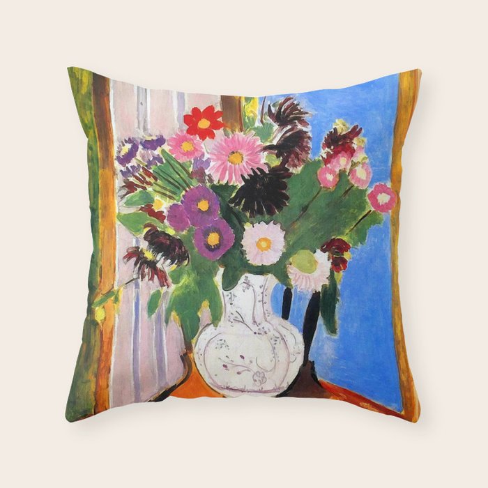 Henri Matisse Vase with Flowers Throw Pillow Gallery Image 1