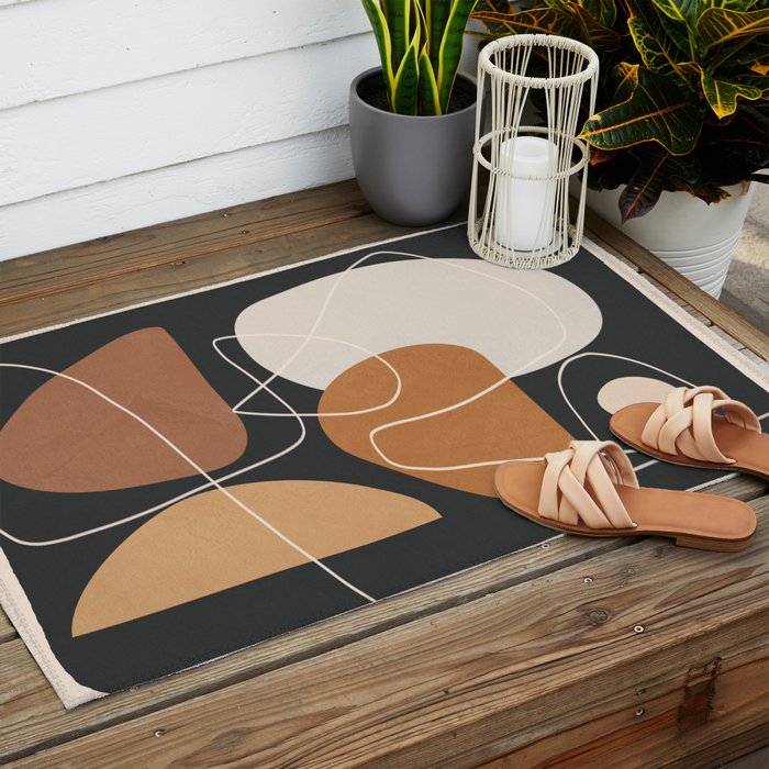 Minimal Colorful Abstract Shapes 9 Outdoor Rug Gallery Image 2