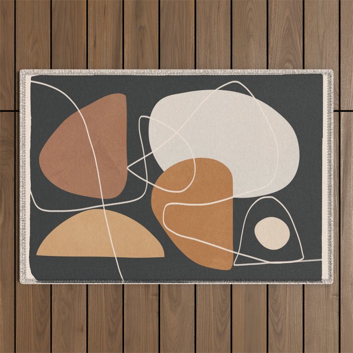 Minimal Colorful Abstract Shapes 9 Outdoor Rug Gallery Image 1