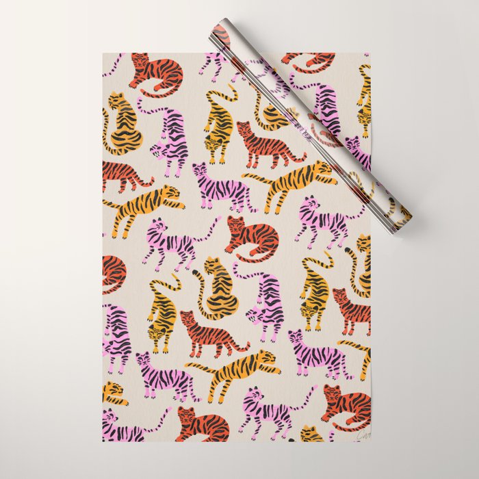 Tiger Collection - Pink & Yellow Palette Wrapping Paper Gallery Image 1