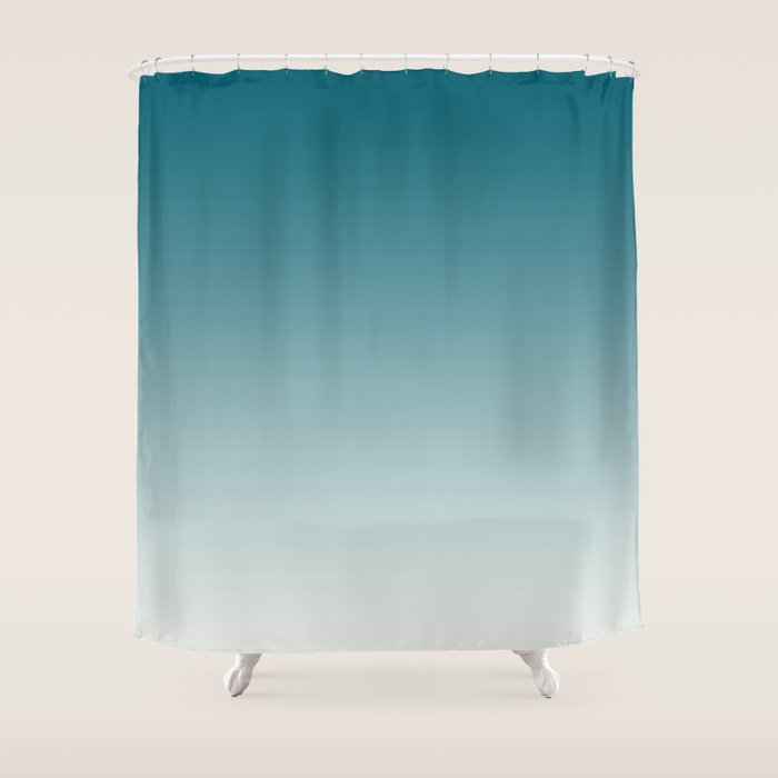 Tropical Dark Teal Gradient Inspired by Sherwin Williams 2020 Trending Color Oceanside SW6496 on Off White Shower Curtain Gallery Image 1