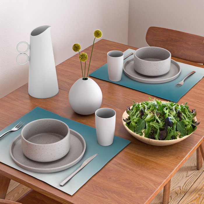 Tropical Dark Teal Gradient Inspired by Sherwin Williams 2020 Trending Color Oceanside SW6496 on Off White Placemat Gallery Image 2