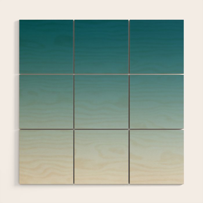 Tropical Dark Teal Gradient Inspired by Sherwin Williams 2020 Trending Color Oceanside SW6496 on Off White Wood Wall Art Gallery Image 1
