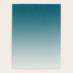 Tropical Dark Teal Gradient Inspired by Sherwin Williams 2020 Trending Color Oceanside SW6496 on Off White Poster Gallery Image 4