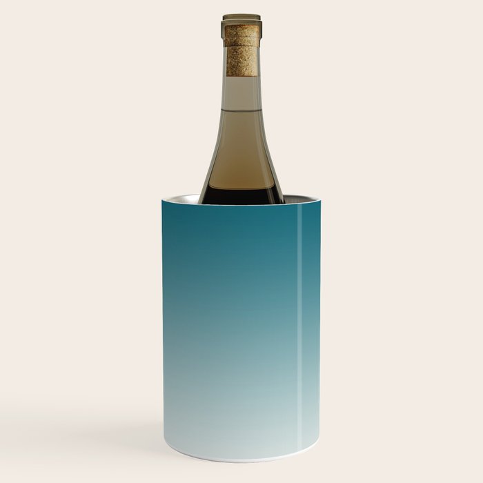 Tropical Dark Teal Gradient Inspired by Sherwin Williams 2020 Trending Color Oceanside SW6496 on Off White Wine Chiller Gallery Image 2