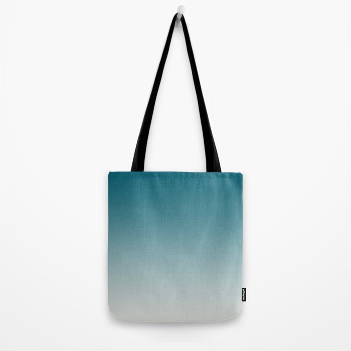 Tropical Dark Teal Gradient Inspired by Sherwin Williams 2020 Trending Color Oceanside SW6496 on Off White Tote Bag Gallery Image 2