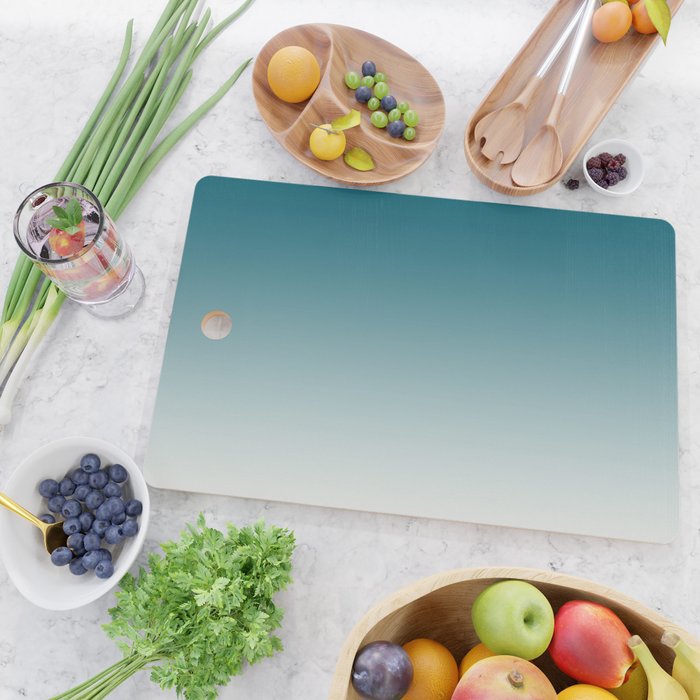 Tropical Dark Teal Gradient Inspired by Sherwin Williams 2020 Trending Color Oceanside SW6496 on Off White Cutting Board Gallery Image 2