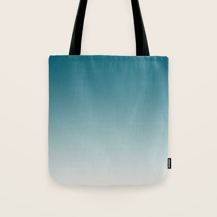 Tropical Dark Teal Gradient Inspired by Sherwin Williams 2020 Trending Color Oceanside SW6496 on Off White Tote Bag Gallery Image 1