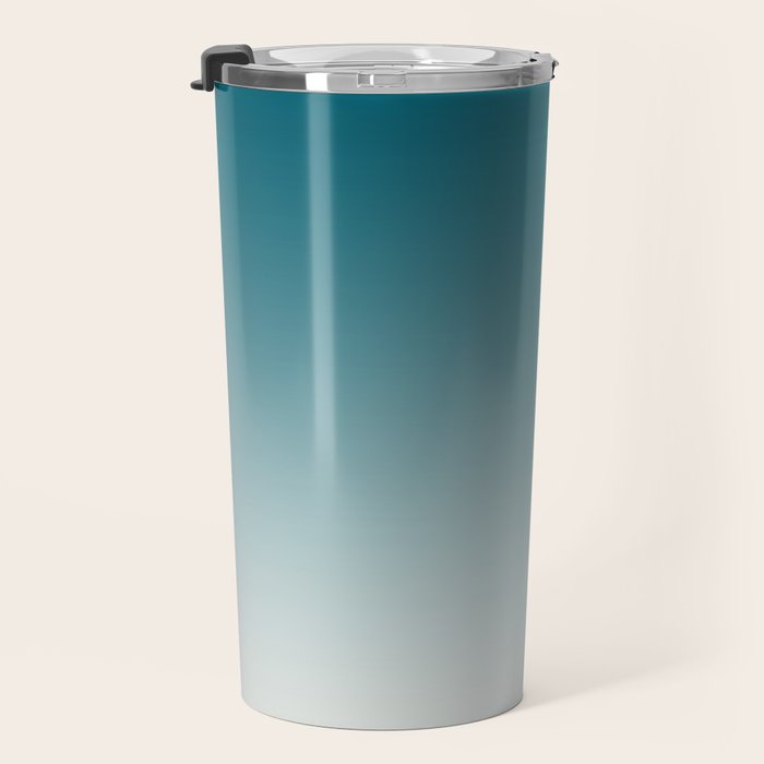 Tropical Dark Teal Gradient Inspired by Sherwin Williams 2020 Trending Color Oceanside SW6496 on Off White Travel Mug Gallery Image 3