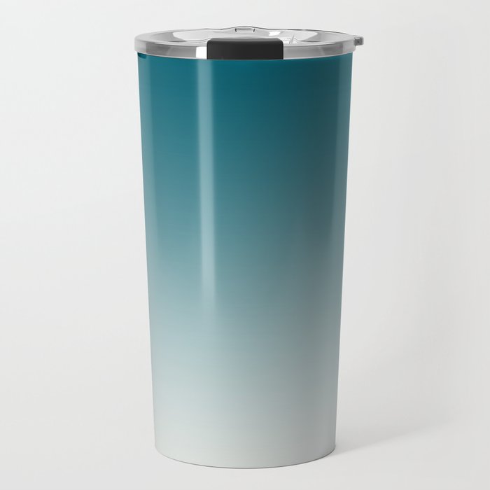 Tropical Dark Teal Gradient Inspired by Sherwin Williams 2020 Trending Color Oceanside SW6496 on Off White Travel Mug Gallery Image 1