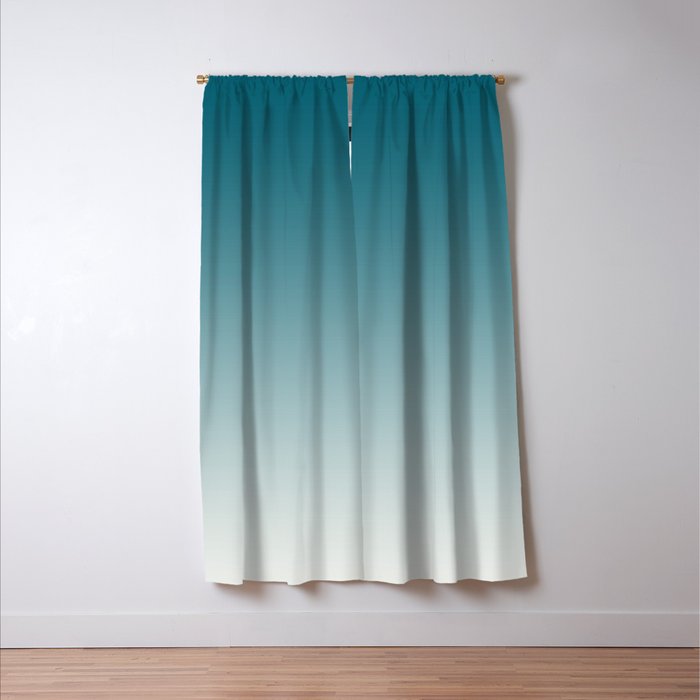 Tropical Dark Teal Gradient Inspired by Sherwin Williams 2020 Trending Color Oceanside SW6496 on Off White Window Curtain Gallery Image 3