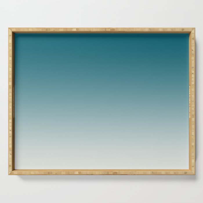 Tropical Dark Teal Gradient Inspired by Sherwin Williams 2020 Trending Color Oceanside SW6496 on Off White Serving Tray Gallery Image 1