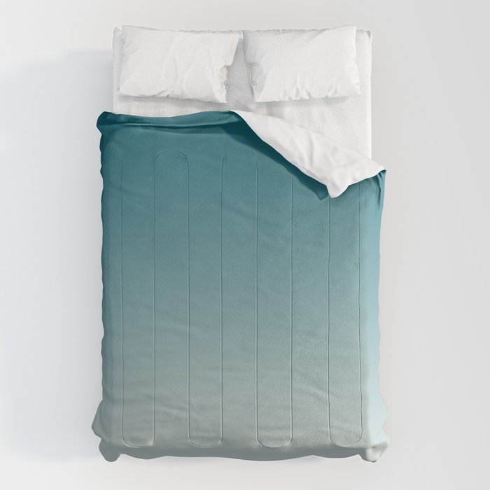 Tropical Dark Teal Gradient Inspired by Sherwin Williams 2020 Trending Color Oceanside SW6496 on Off White Comforter Gallery Image 1