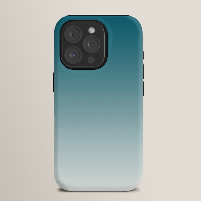 Tropical Dark Teal Gradient Inspired by Sherwin Williams 2020 Trending Color Oceanside SW6496 on Off White iPhone Case Gallery Image 15