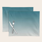 Tropical Dark Teal Gradient Inspired by Sherwin Williams 2020 Trending Color Oceanside SW6496 on Off White Placemat Gallery Image 1