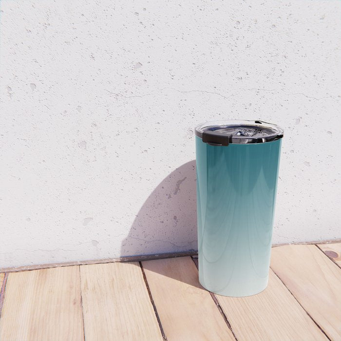 Tropical Dark Teal Gradient Inspired by Sherwin Williams 2020 Trending Color Oceanside SW6496 on Off White Travel Mug Gallery Image 4
