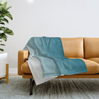 Tropical Dark Teal Gradient Inspired by Sherwin Williams 2020 Trending Color Oceanside SW6496 on Off White Throw Blanket Gallery Image 1