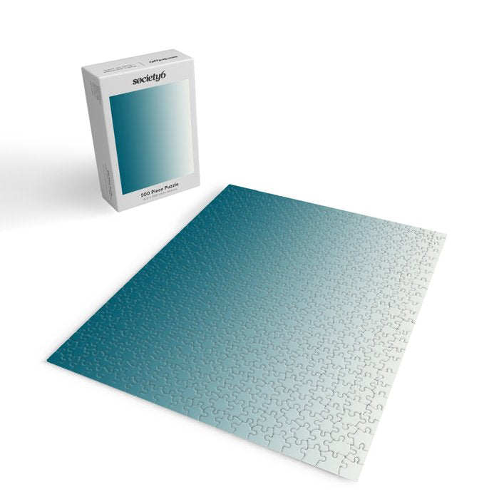 Tropical Dark Teal Gradient Inspired by Sherwin Williams 2020 Trending Color Oceanside SW6496 on Off White Jigsaw Puzzle Gallery Image 2