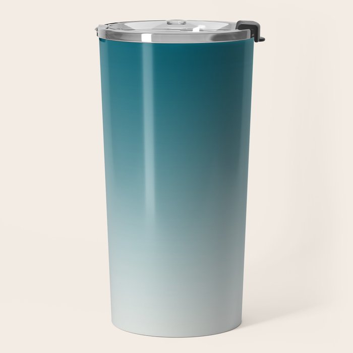 Tropical Dark Teal Gradient Inspired by Sherwin Williams 2020 Trending Color Oceanside SW6496 on Off White Travel Mug Gallery Image 2