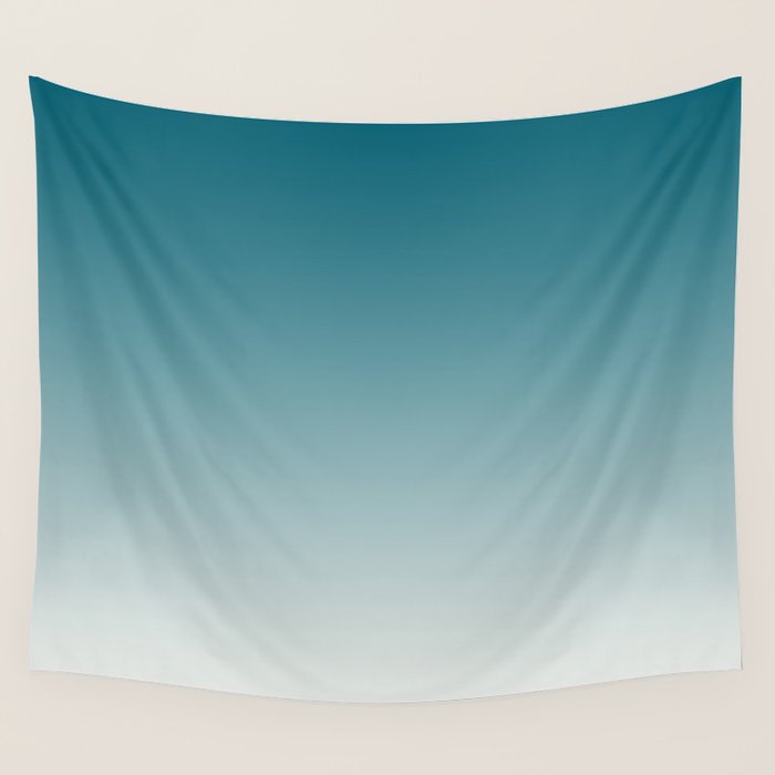 Tropical Dark Teal Gradient Inspired by Sherwin Williams 2020 Trending Color Oceanside SW6496 on Off White Wall Tapestry Gallery Image 4