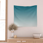 Tropical Dark Teal Gradient Inspired by Sherwin Williams 2020 Trending Color Oceanside SW6496 on Off White Wall Tapestry Gallery Image 2