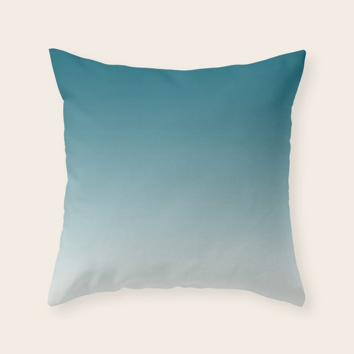 Tropical Dark Teal Gradient Inspired by Sherwin Williams 2020 Trending Color Oceanside SW6496 on Off White Throw Pillow Gallery Image 6
