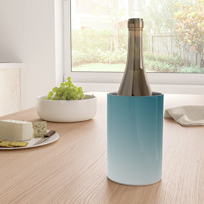 Tropical Dark Teal Gradient Inspired by Sherwin Williams 2020 Trending Color Oceanside SW6496 on Off White Wine Chiller Gallery Image 4