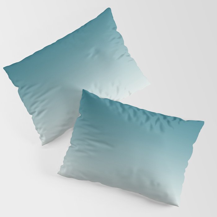 Tropical Dark Teal Gradient Inspired by Sherwin Williams 2020 Trending Color Oceanside SW6496 on Off White Pillow Sham Gallery Image 1