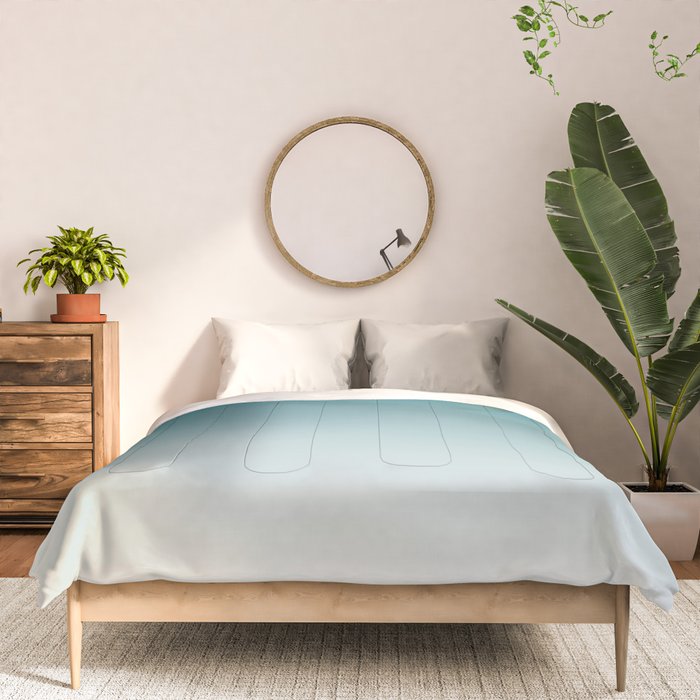 Tropical Dark Teal Gradient Inspired by Sherwin Williams 2020 Trending Color Oceanside SW6496 on Off White Comforter Gallery Image 3