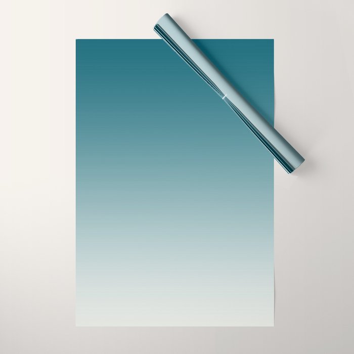 Tropical Dark Teal Gradient Inspired by Sherwin Williams 2020 Trending Color Oceanside SW6496 on Off White Wrapping Paper Gallery Image 1