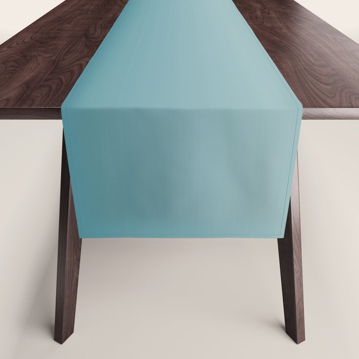 Tropical Dark Teal Gradient Inspired by Sherwin Williams 2020 Trending Color Oceanside SW6496 on Off White Table Runner Gallery Image 1