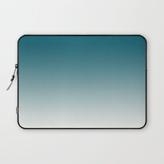 Tropical Dark Teal Gradient Inspired by Sherwin Williams 2020 Trending Color Oceanside SW6496 on Off White Laptop Sleeve Gallery Image 1