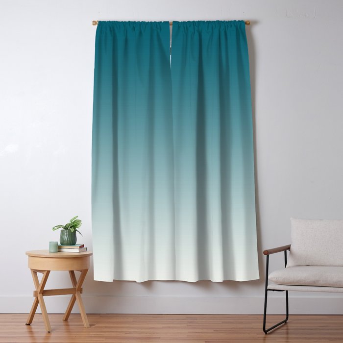 Tropical Dark Teal Gradient Inspired by Sherwin Williams 2020 Trending Color Oceanside SW6496 on Off White Window Curtain Gallery Image 1