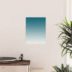 Tropical Dark Teal Gradient Inspired by Sherwin Williams 2020 Trending Color Oceanside SW6496 on Off White Poster Gallery Image 2