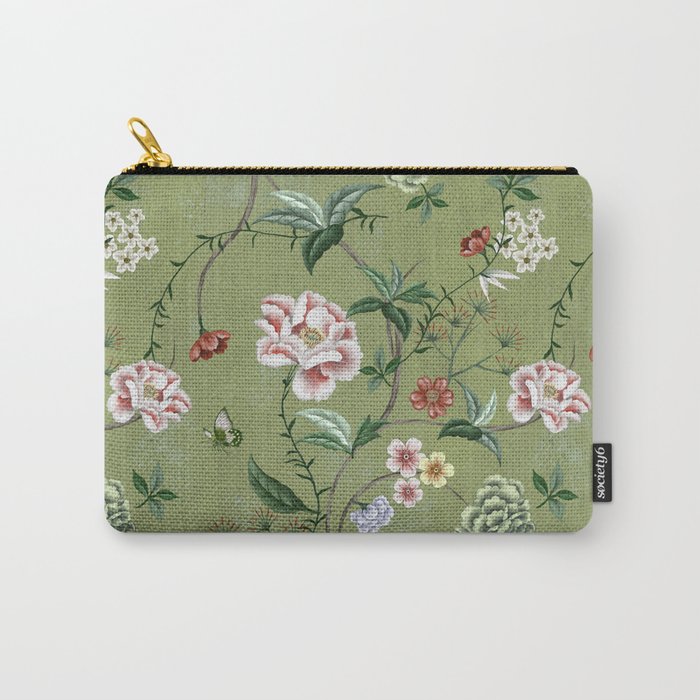 Chinoiserie Regency green, florals Carry All Pouch Gallery Image 1