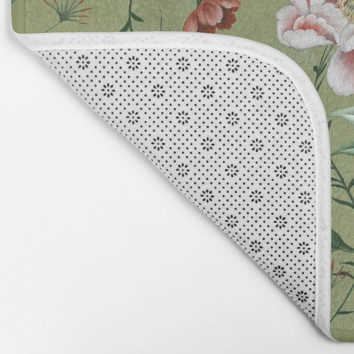 Chinoiserie Regency green, florals Bath Mat Gallery Image 2