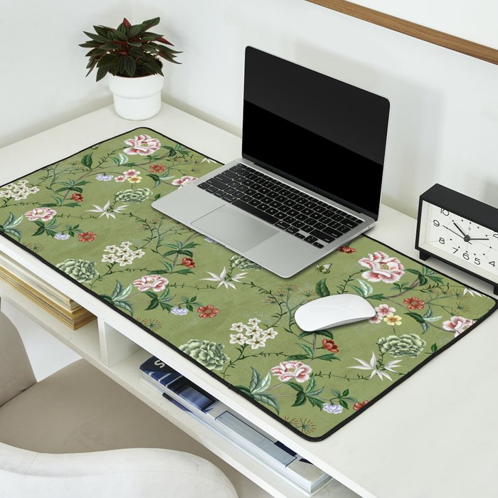 Chinoiserie Regency green, florals Desk Mat Gallery Image 2
