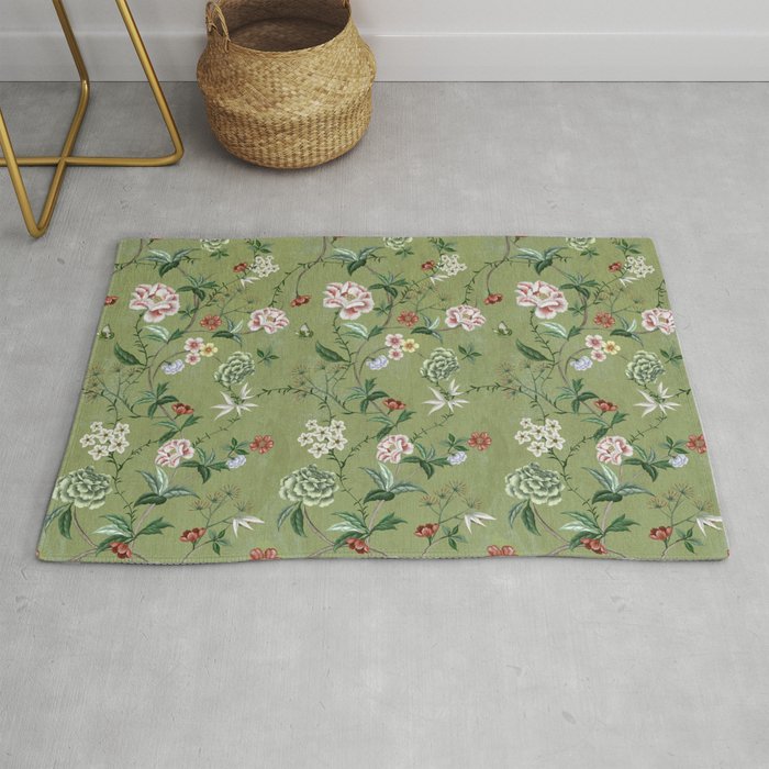 Chinoiserie Regency green, florals Rug Gallery Image 1
