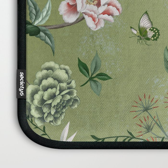 Chinoiserie Regency green, florals Laptop Sleeve Gallery Image 3