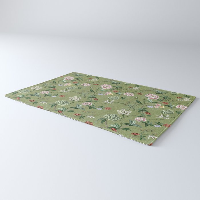 Chinoiserie Regency green, florals Rug Gallery Image 3