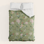 Chinoiserie Regency green, florals Comforter Gallery Image 6