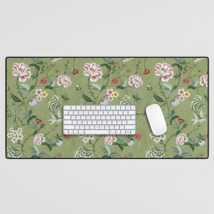 Chinoiserie Regency green, florals Desk Mat Gallery Image 1