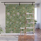 Chinoiserie Regency green, florals Wall Mural Gallery Image 1