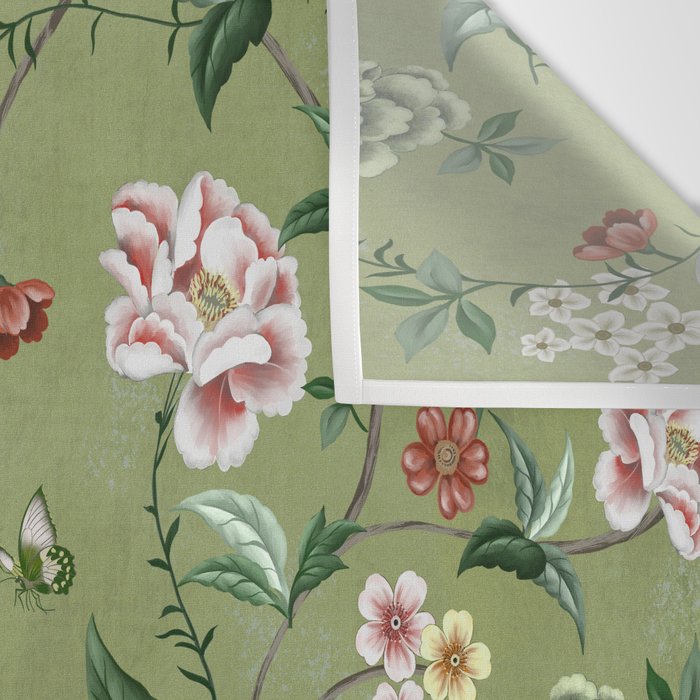 Chinoiserie Regency green, florals Wall Tapestry Gallery Image 3