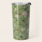 Chinoiserie Regency green, florals Travel Mug Gallery Image 2