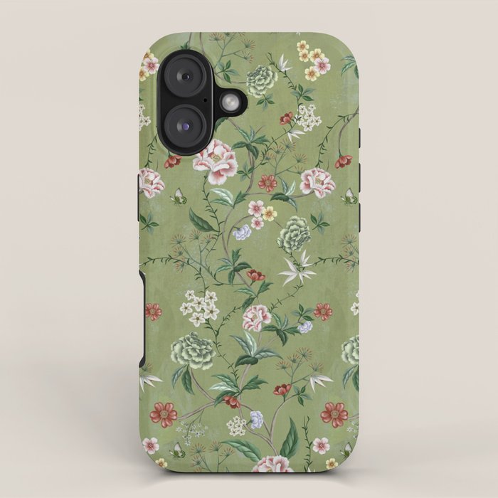 Chinoiserie Regency green, florals iPhone Case Gallery Image 1